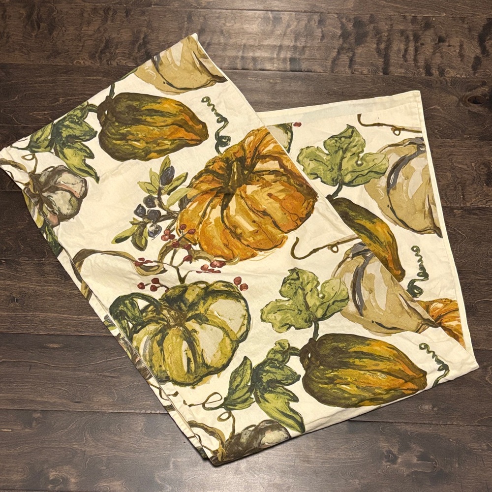 Pottery Barn Autumn Harvest Table Runner - Green, Orange, Cream